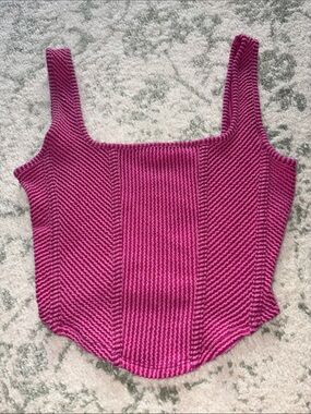 Moa Moa Fuchsia Ribbed Square Neck Crop Tank